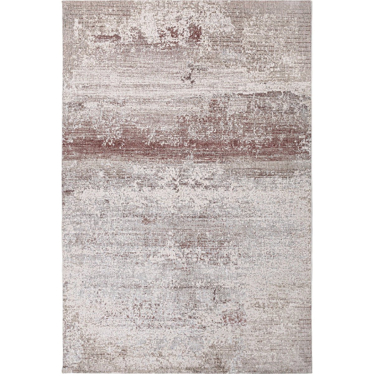 Tapis contemporain effet patiné beige, gris et rouille, RECOLLECTION