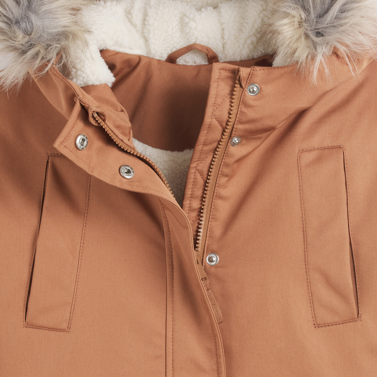 Sherpa-Lined Hooded Parka camel, LA REDOUTE COLLECTIONS