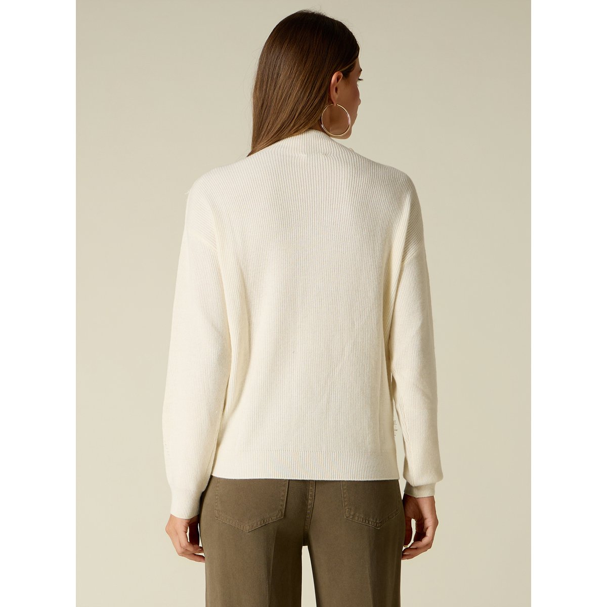 Pull avec inserts en dentelle blanc, OLTRE