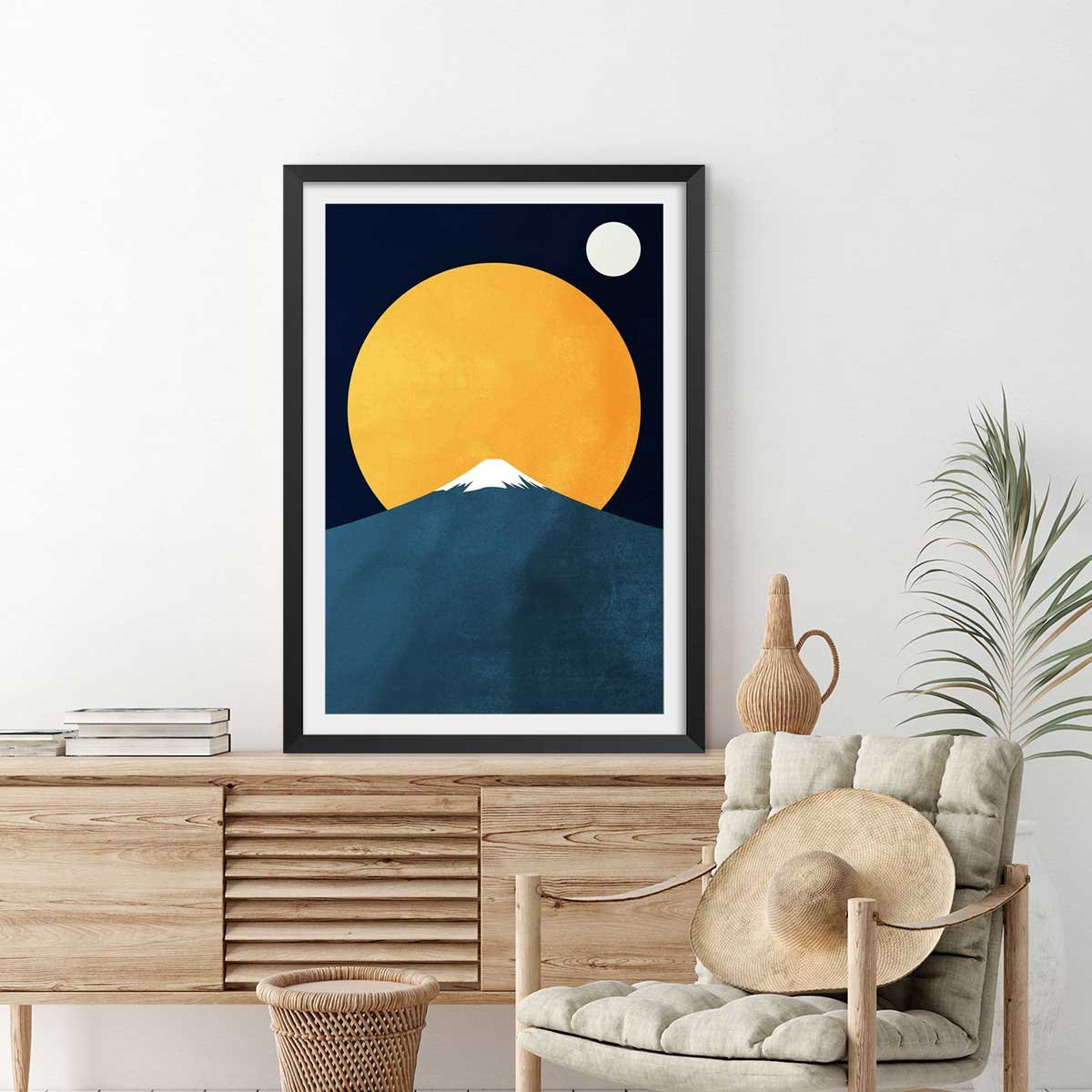 Affiche ""Himalaya by night"" affiche + cadre en bois - noir, HEXOA