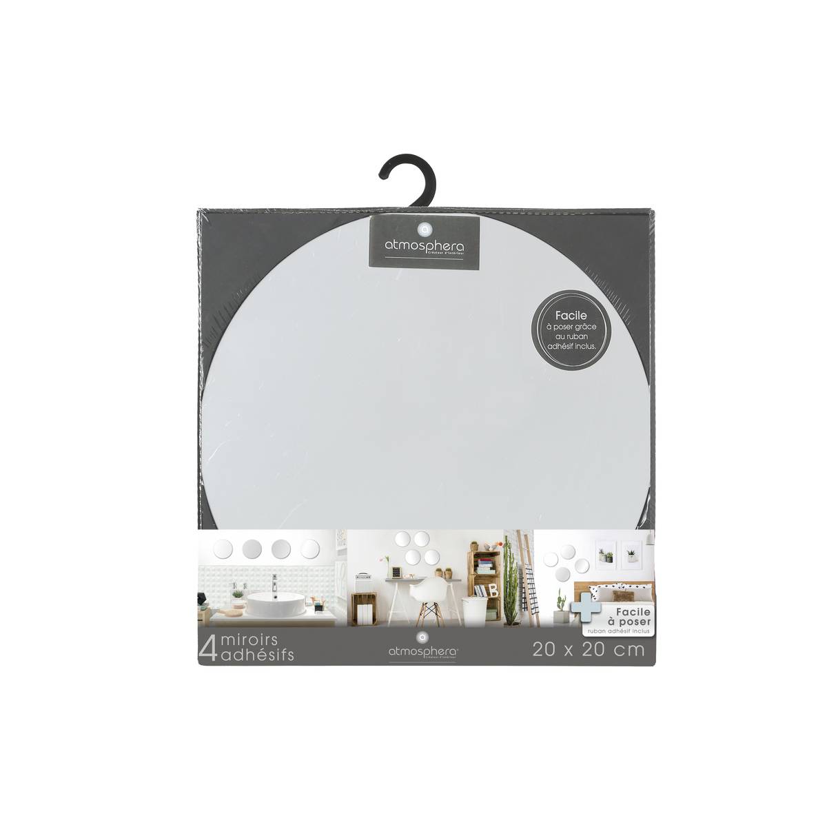 Lot de 4 miroirs adhésifs ronds argent, 5FIVE SIMPLY SMART