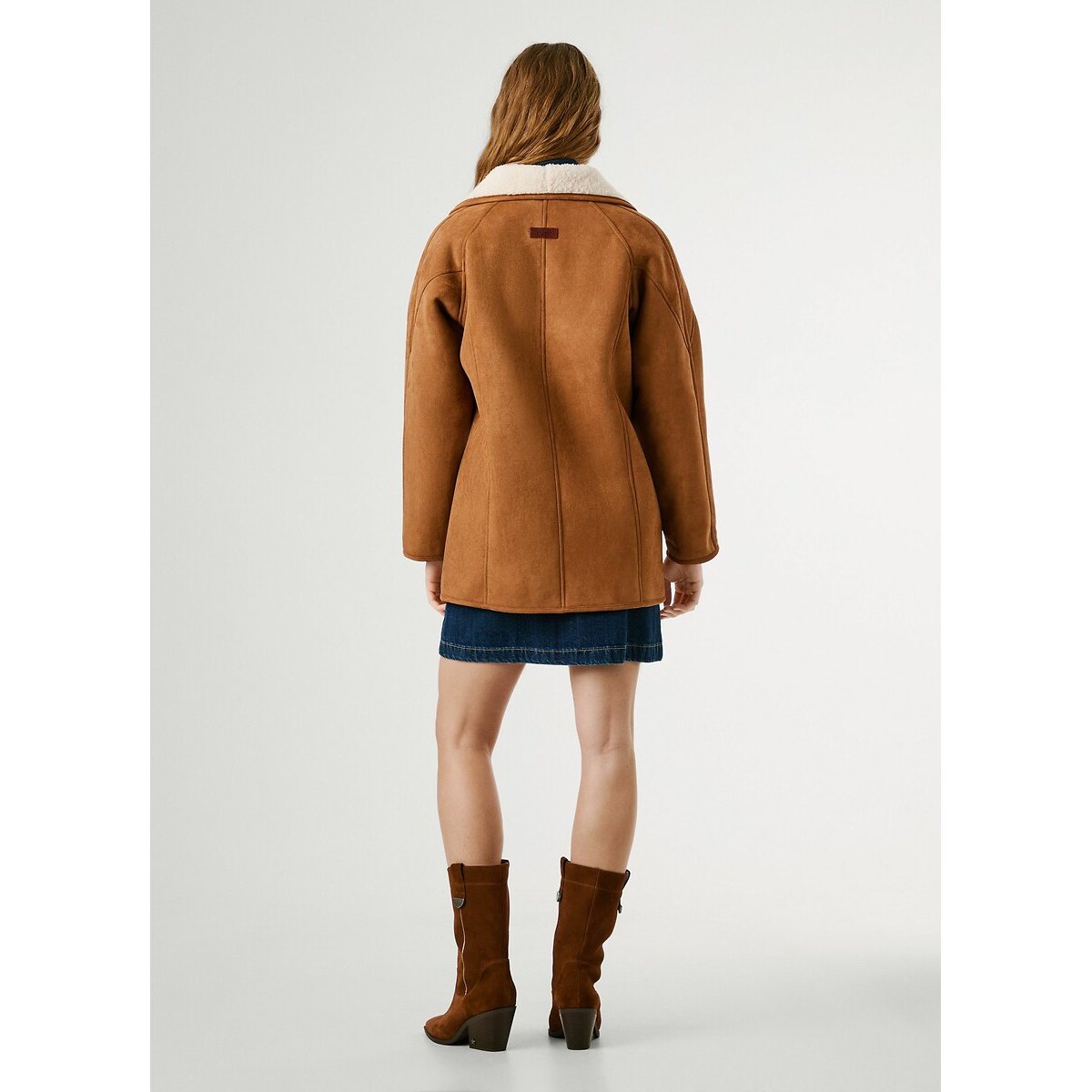 Teresa Sherpa Coat brown, PEPE JEANS