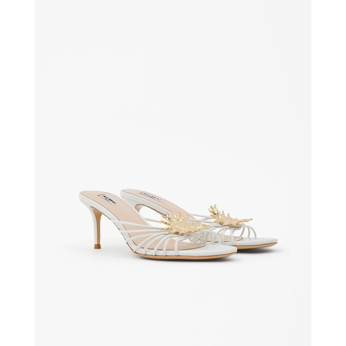 Mules avec bijou doré SALOME blanc, MI MAI