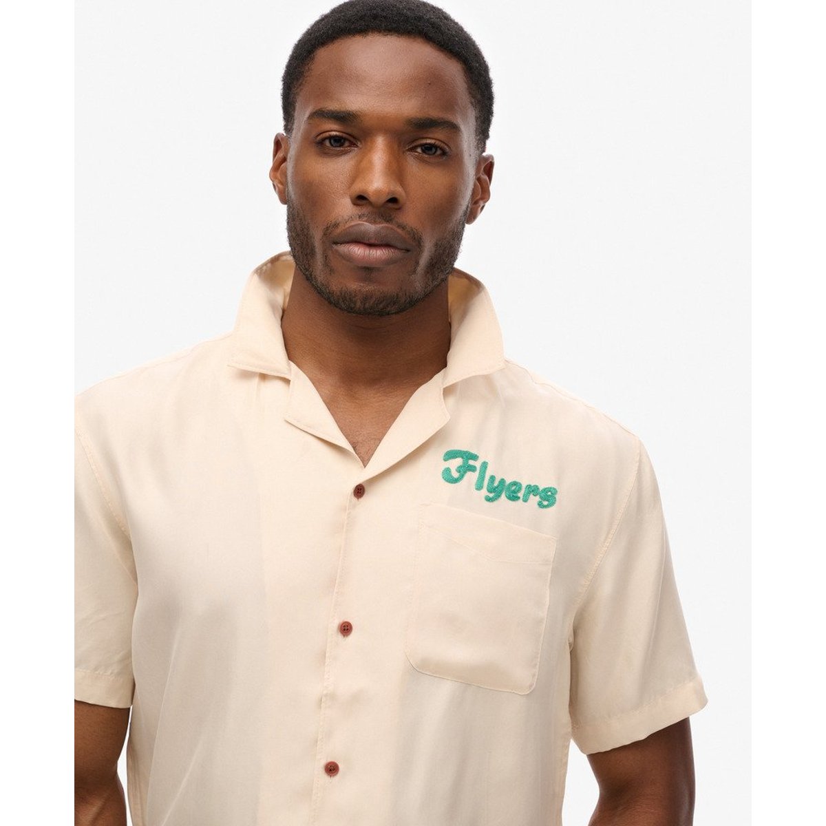 Chemise à manches courtes Vintage Bowling grège, SUPERDRY