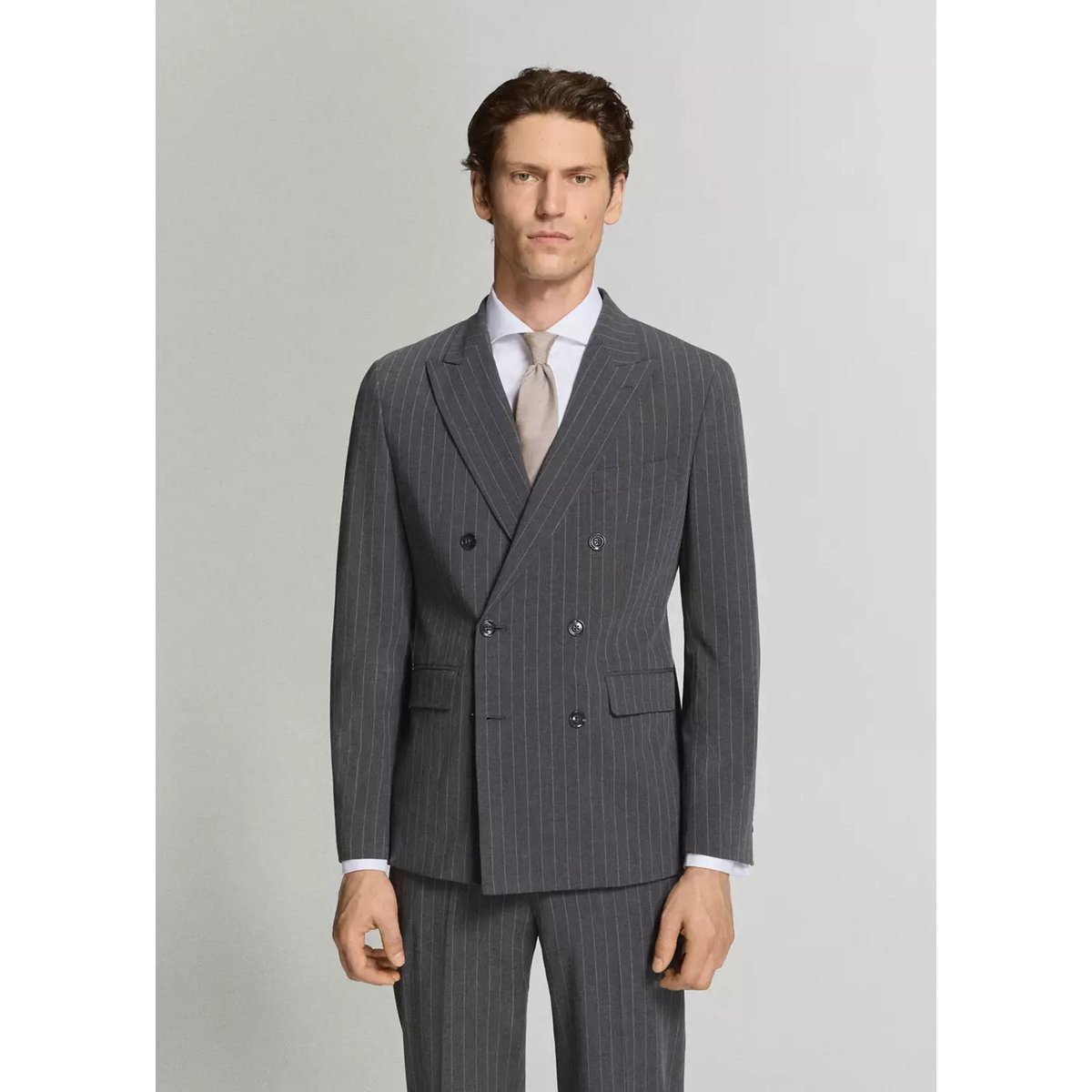 Veste de costume Monaco croisée slim-fit gris, MANGO MAN