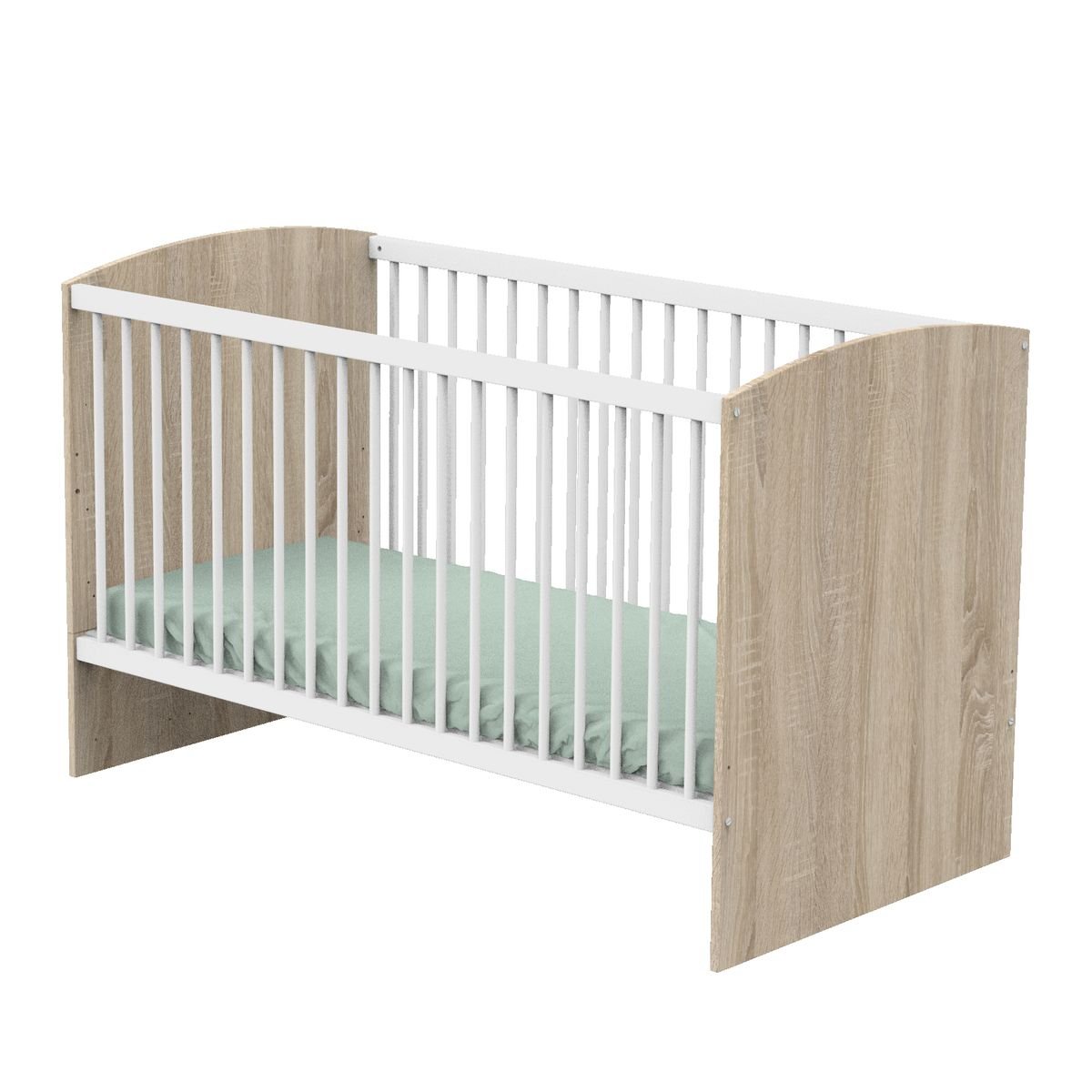 Chambre bébé, Lit évolutif et Commode à langer blanc/marron, SAUTHON