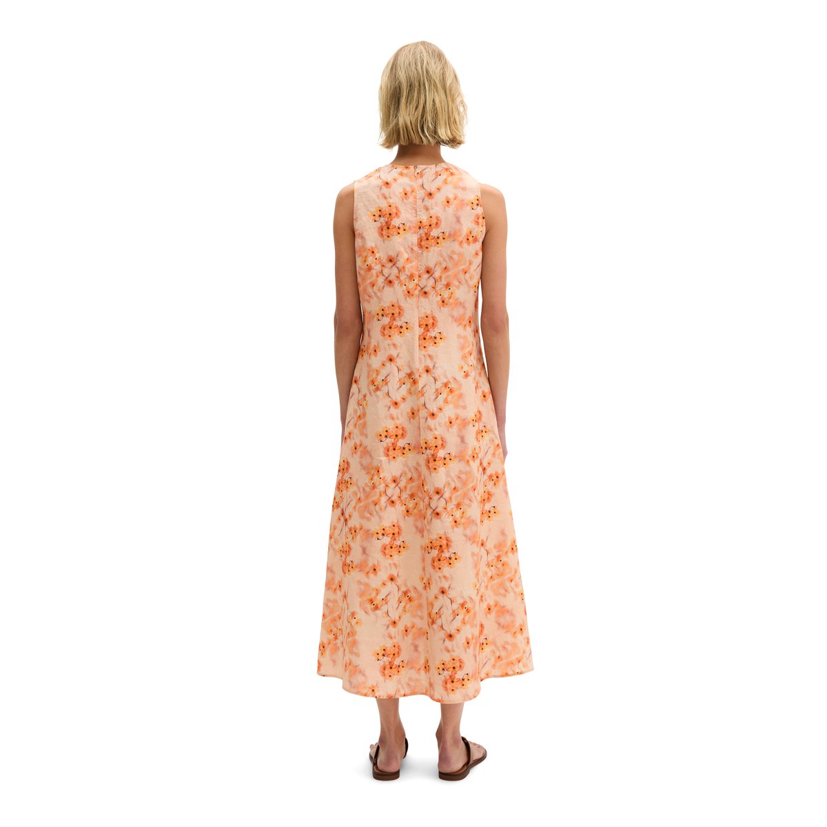 Robe en lin shaped avec imprimé allover orange, MARC O'POLO