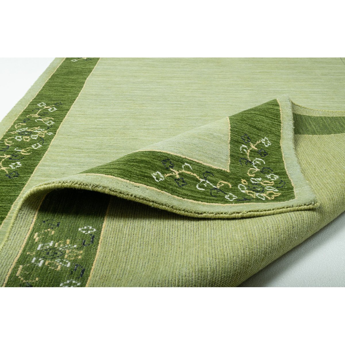 Tapis en laine vierge tissé à la main - Lori Super Gold vert, THEKO