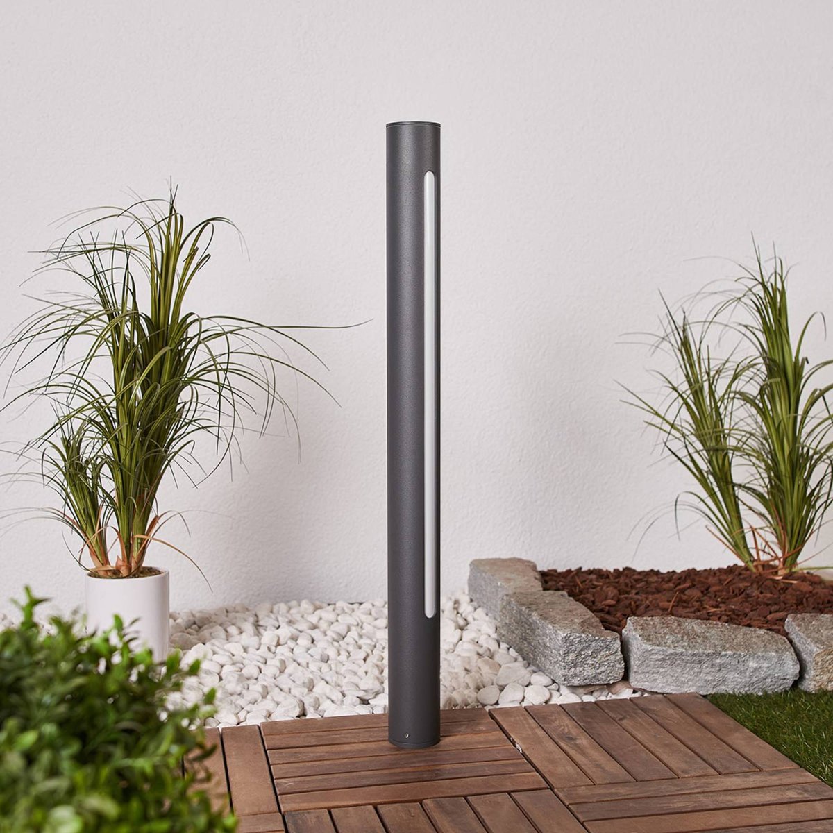 Luminaire extérieur en aluminium moderneLED gris foncé, blanc, LUCANDE