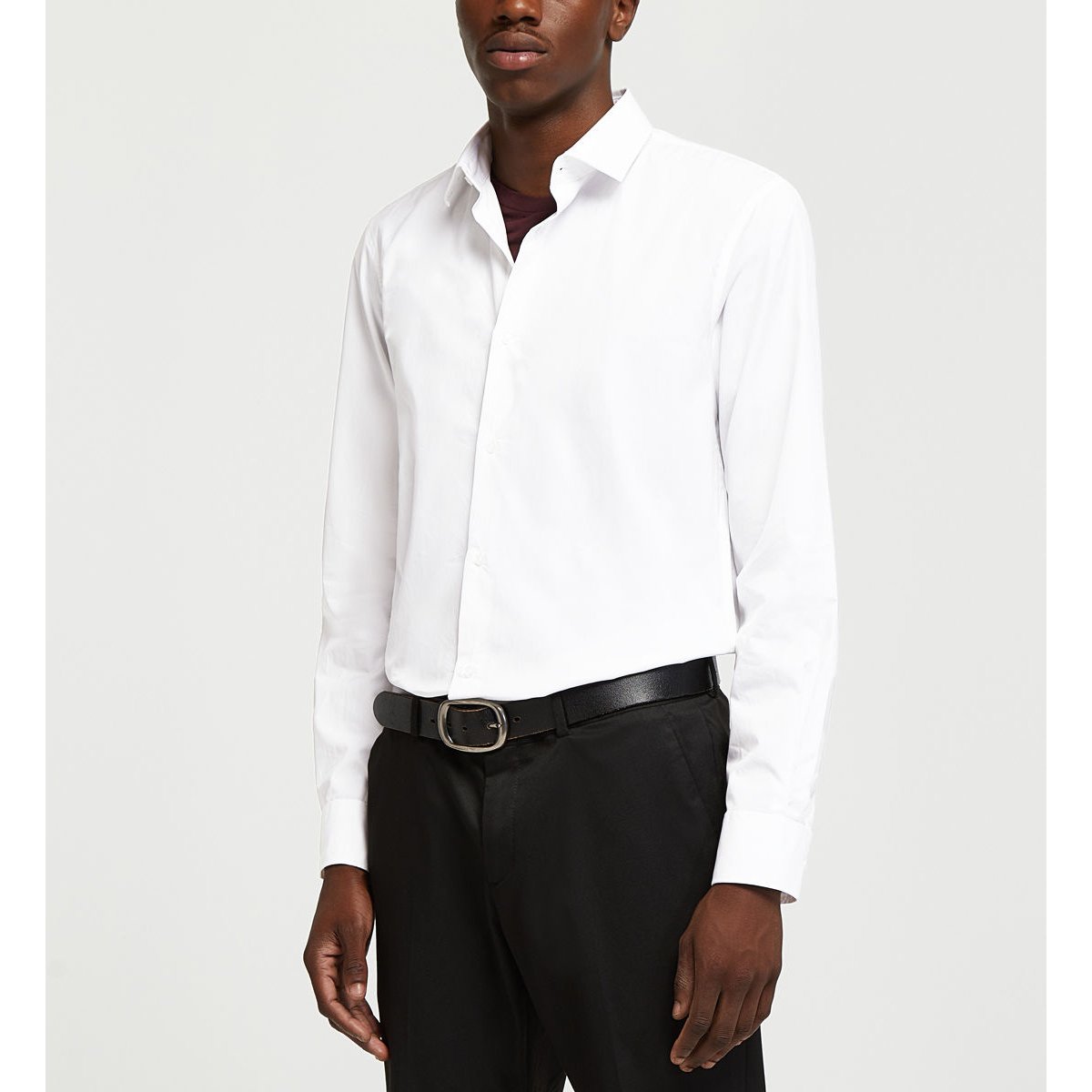 Chemise ajustée mstretch en coton bio mélangé blanc, GALERIES LAFAYETTE