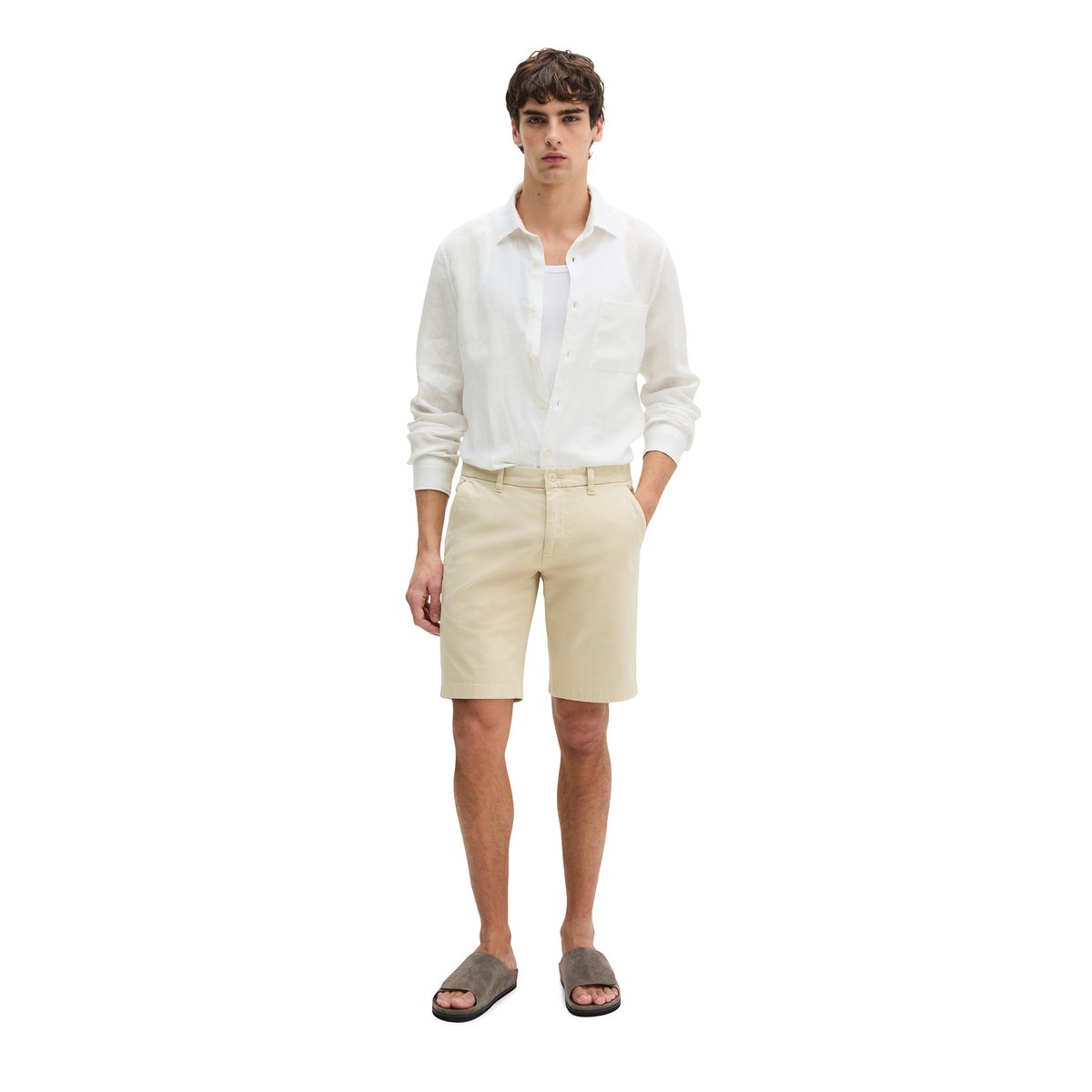 Short modèle Reso Jogger regular en qualité twill stretch douce beige, MARC O'POLO