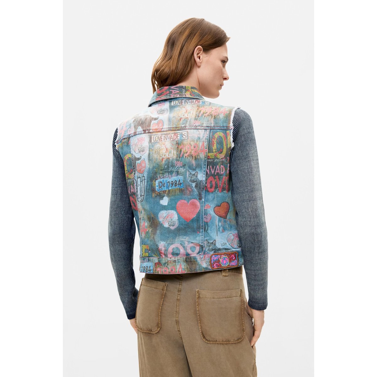 Veste en denim imprimée bleu, DESIGUAL
