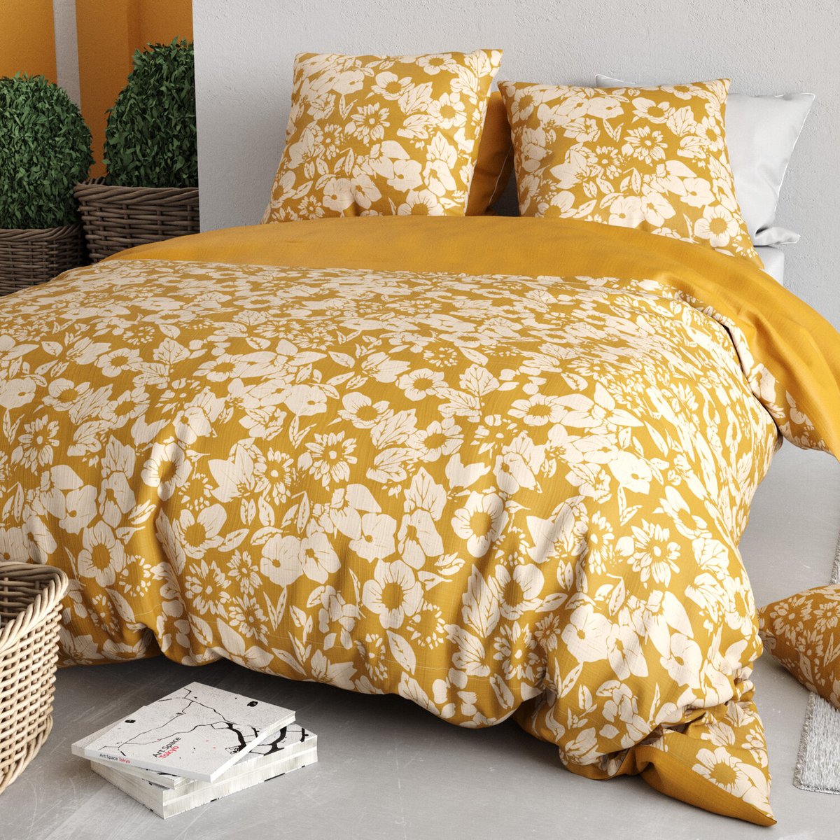 Parure housse de couette en coton, Molly beige, C DESIGN HOME TEXTILE