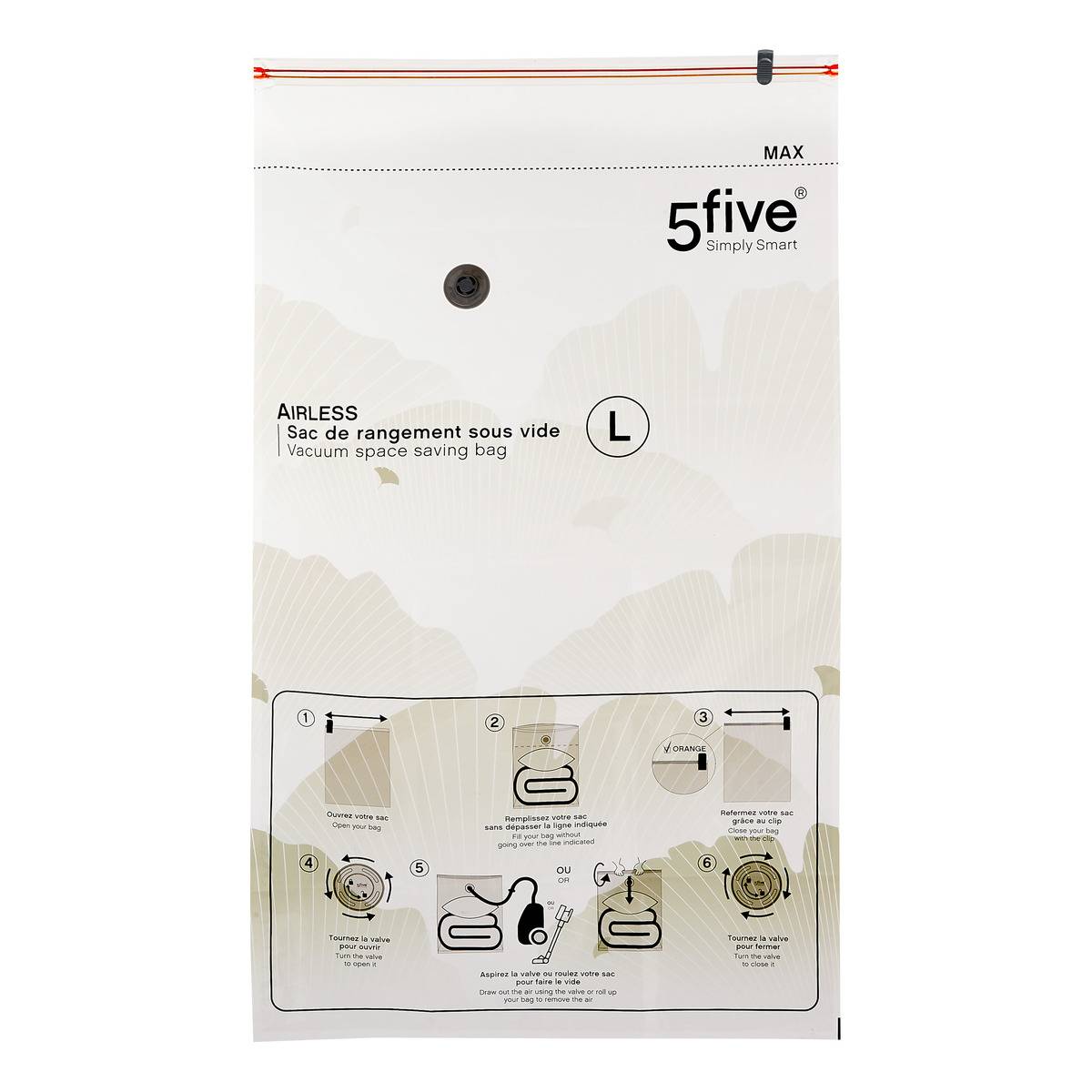 Lot de 5 sacs compresseurs AIRLESS vert laurier, 5FIVE SIMPLY SMART