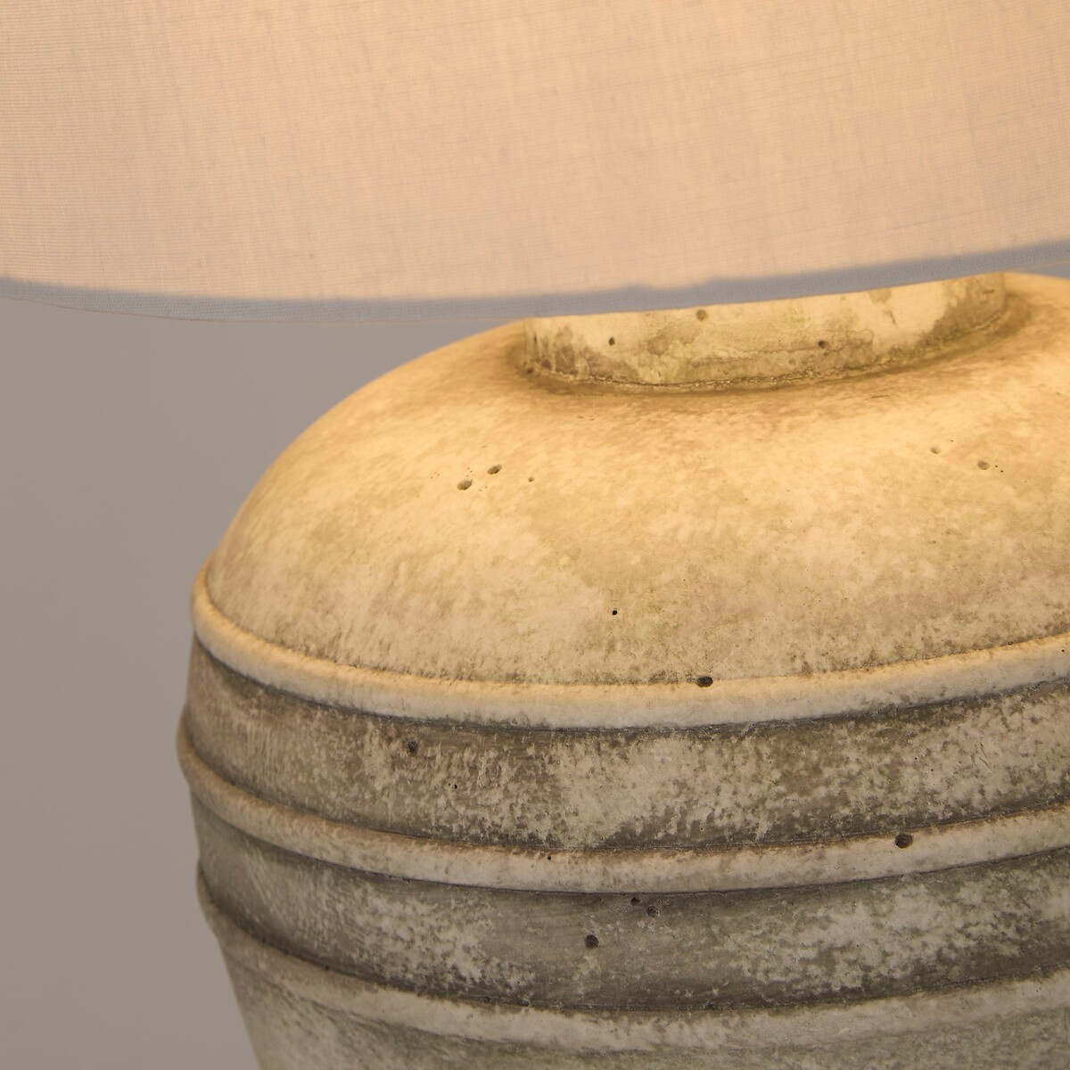 Corrine Stone-Effect Ceramic Table lamp with Drum Shade grey, SO'HOME