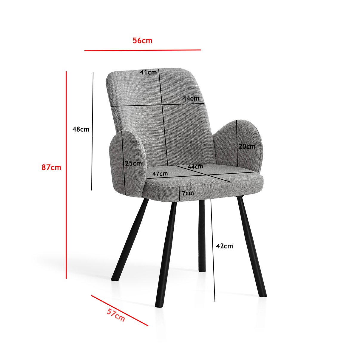 Lot de 2 chaises tissu et métal, ÓPALO gris, HISPANOHOGAR