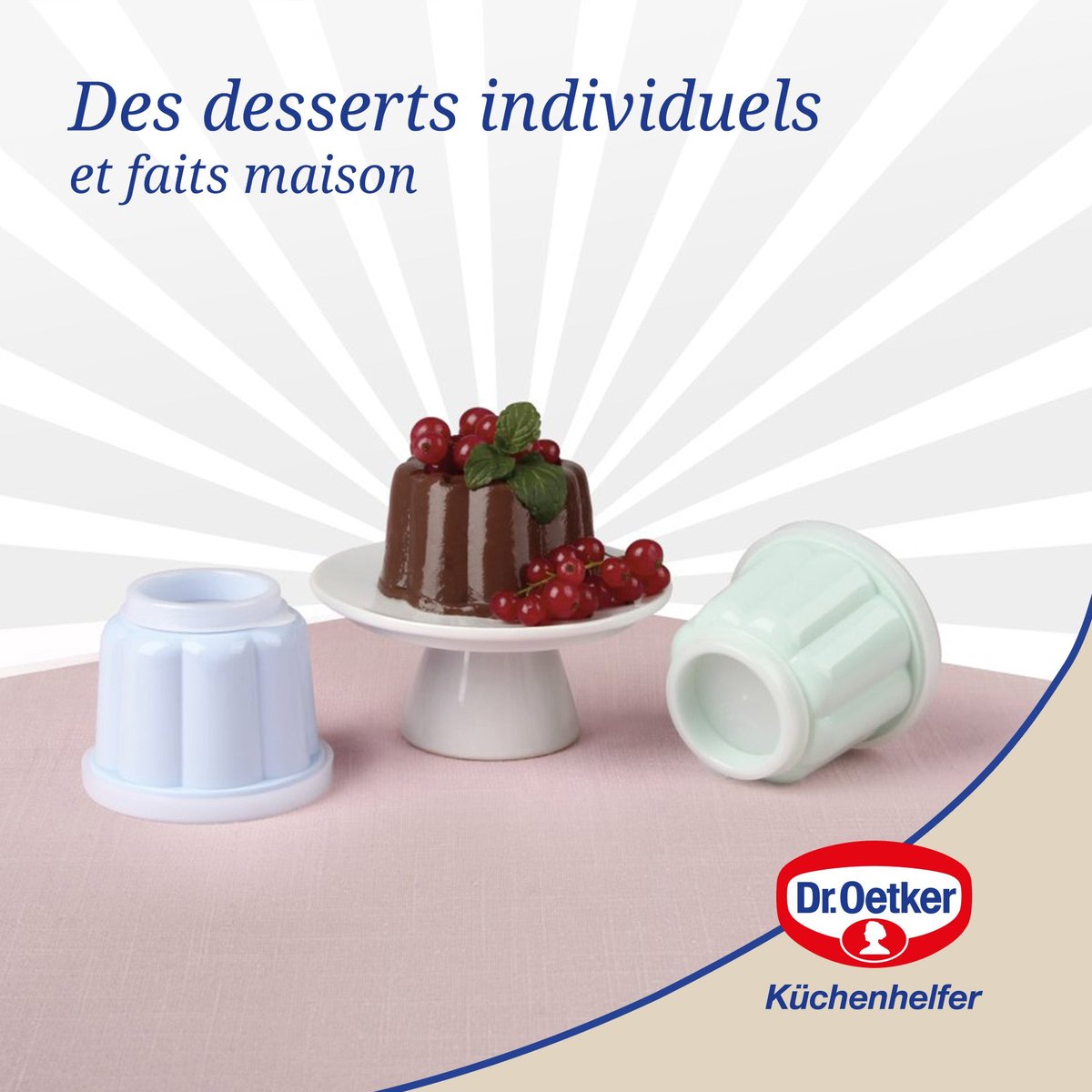 Lot de 6 moules à flans avec couvercle RETRO coloré, DR OETKER
