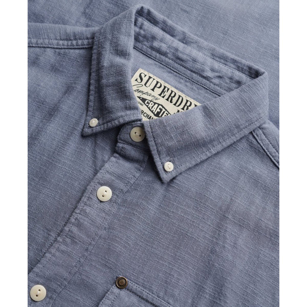 Chemise Manches Longues The Merchant Store Lite bleu silex, SUPERDRY