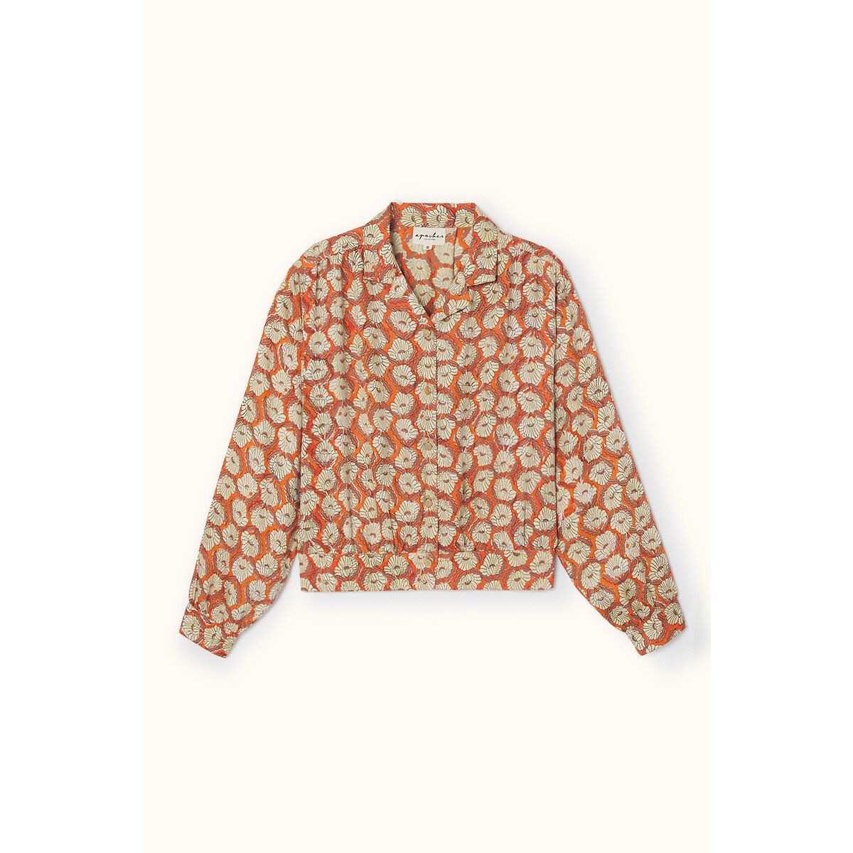Blouse imprimée à col tailleur, BIJAYA imprimé orange, APACHES COLLECTIONS