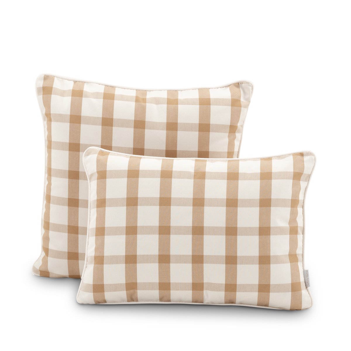 Set 2 coussins décoratifs, à carreaux, Swona beige et beige clair, à carreaux, DEFORA HOME