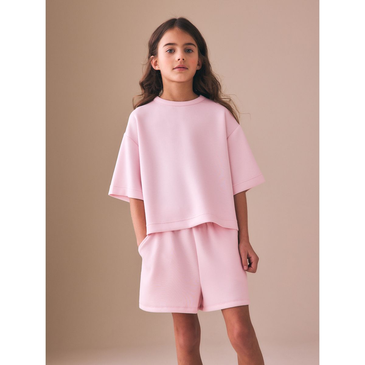 Ensemble t-shirt et short ultra-doux rose pâle, NEXT
