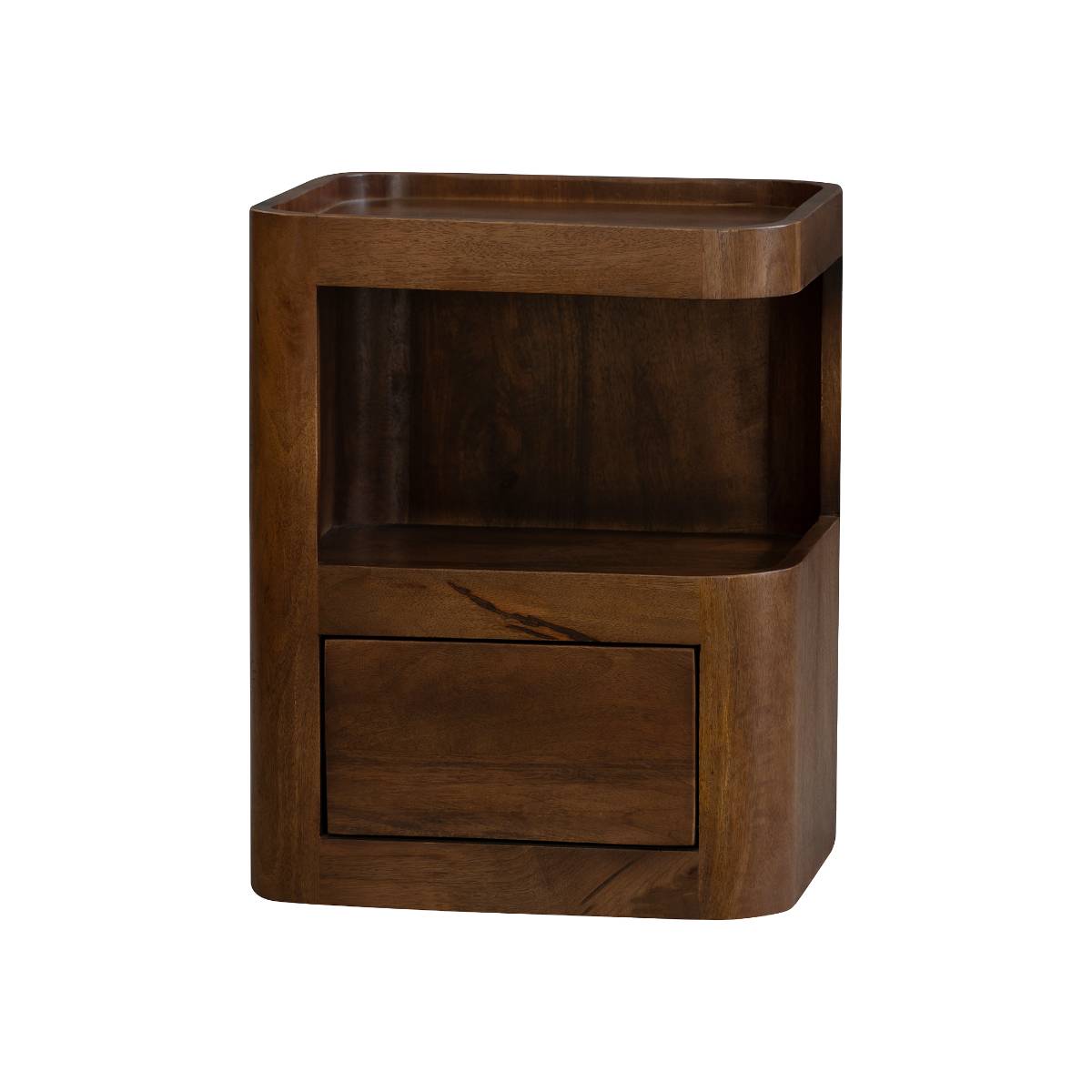 Table de chevet niche droite en bois de manguier MAORA bois foncé, MADE IN MEUBLES