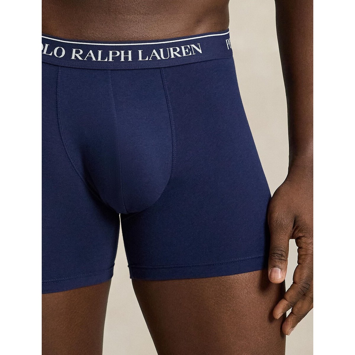 Lot de 3 slips-boxers coton stretch marine + bleu + blanc, POLO RALPH LAUREN