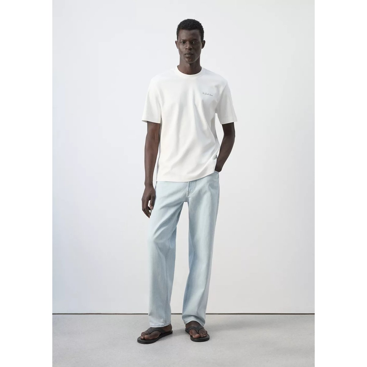T-shirt 100 % coton motif blanc, MANGO MAN