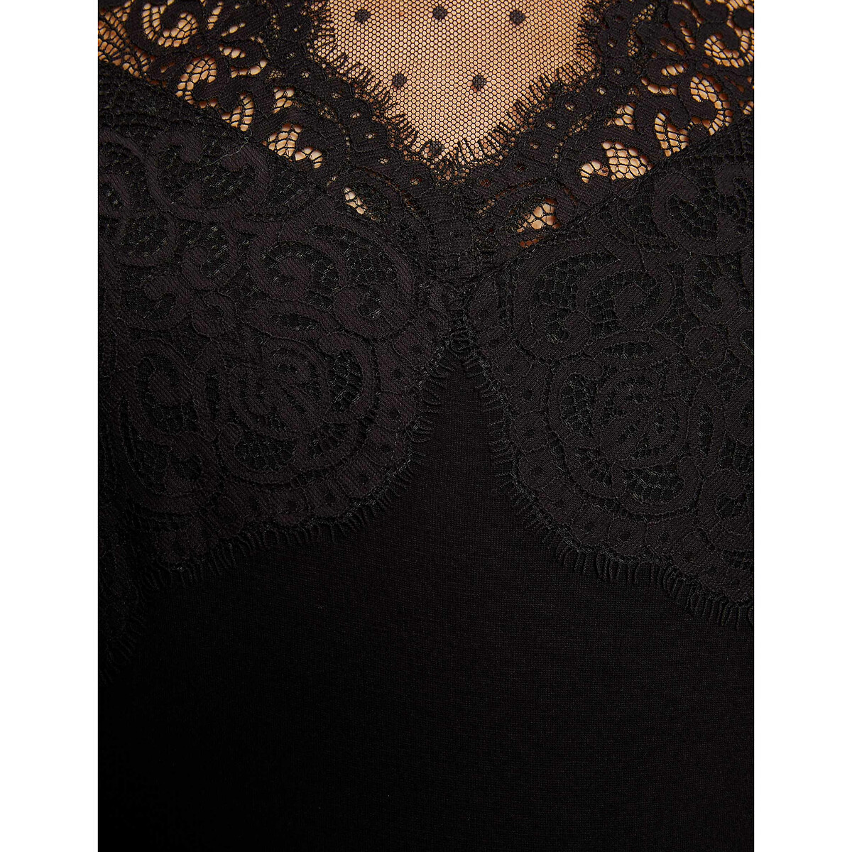 Body manches longues, col montant noir, MORGAN