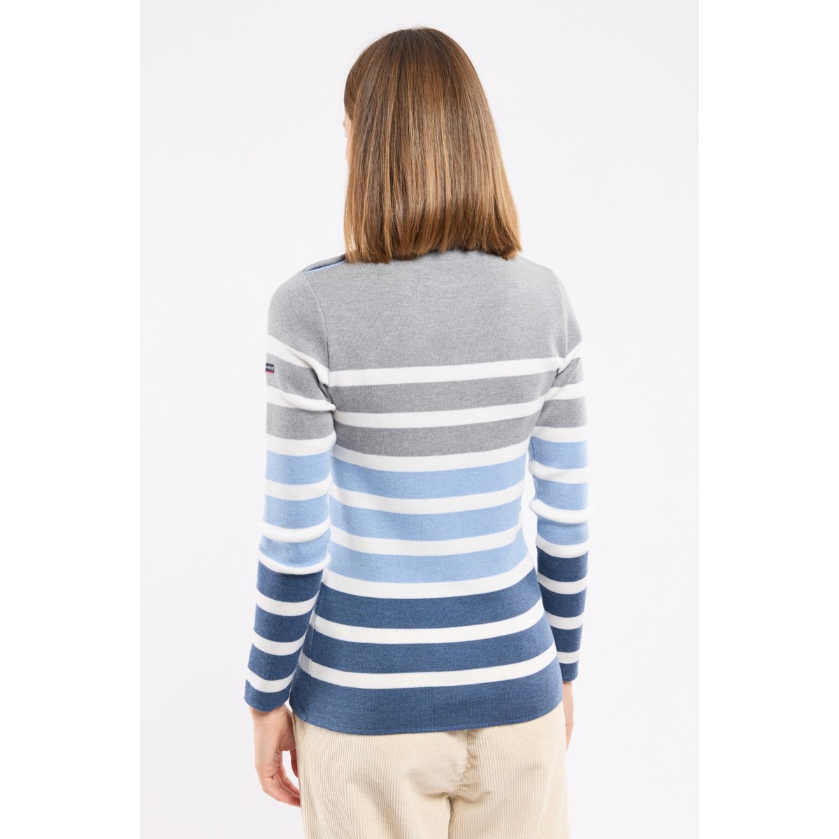 Pull marin rayé - laine mérinos obscur/nature/flax/sleet, ARMOR-LUX