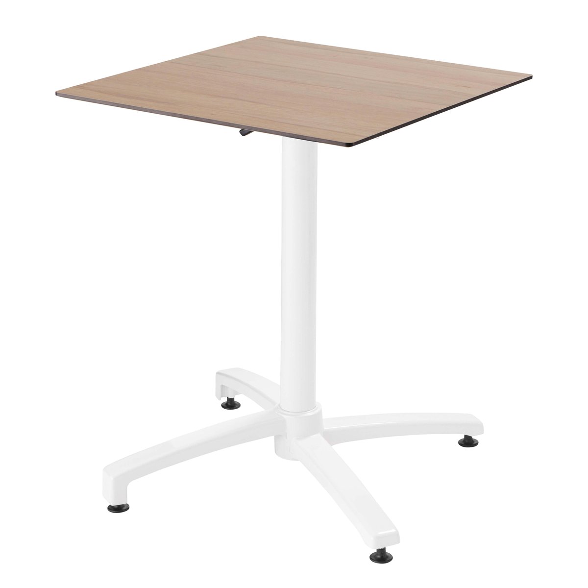 Table 60x60 cm inclinable stratifiée avec pied blanc et chaises en métal, OPERA blanc, OVIALA
