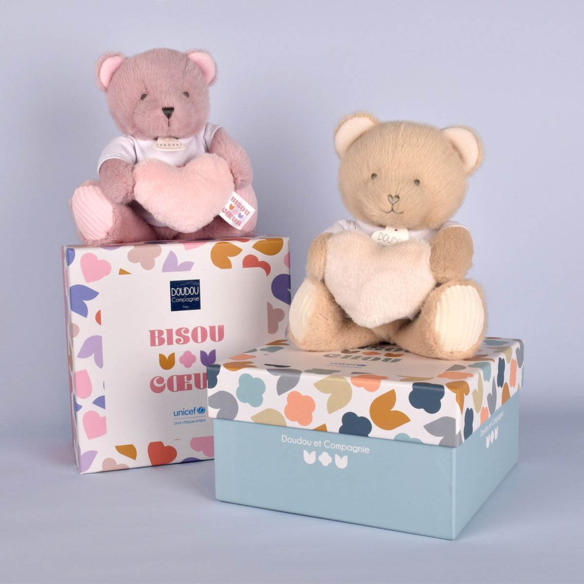 Peluche Ours Cœur Unicef marron, DOUDOU ET COMPAGNIE
