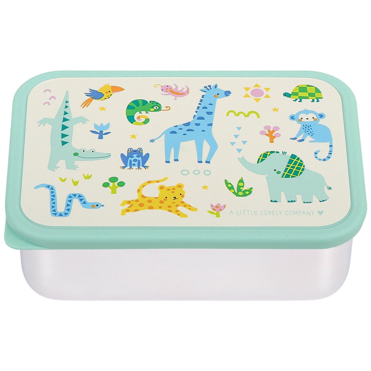 Lunch box en acier inoxydable blanc, vert, bleu, A LITTLE LOVELY COMPANY