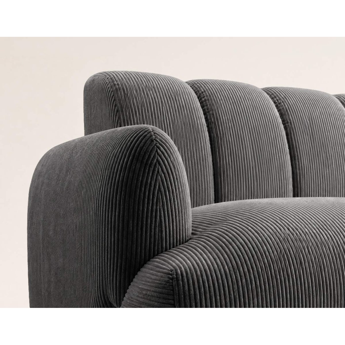 Luigi - Canapé droit 3 places en velours côtelé gris, BEST MOBILIER