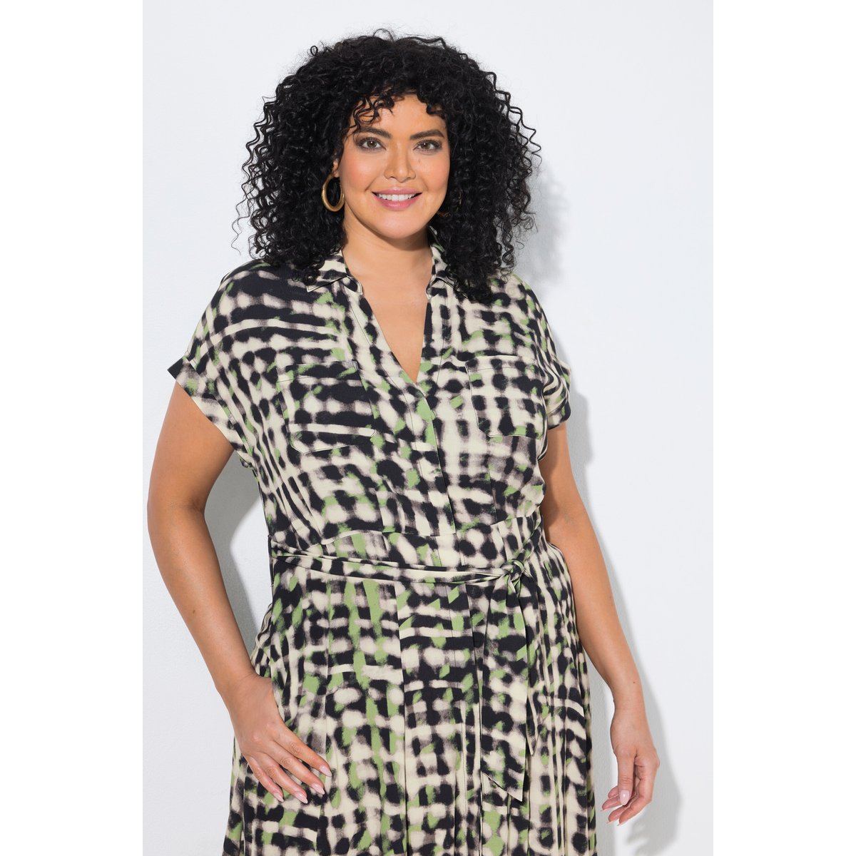 Robe maxi, ceinture à nouer gris beige, ULLA POPKEN