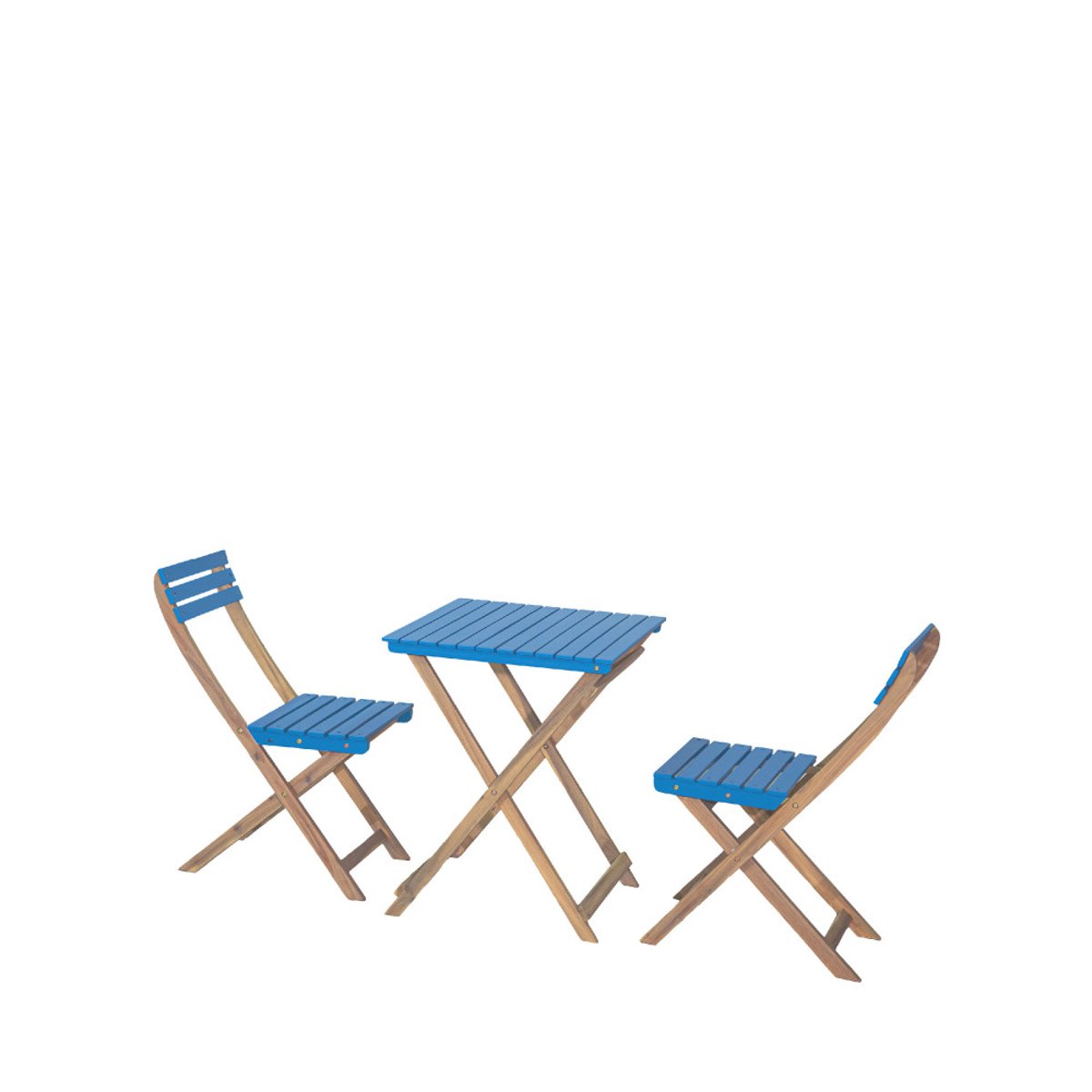 Ensemble table de jardin pliante bistrot et 2 chaises en bois- DANA bleu, DRAWER