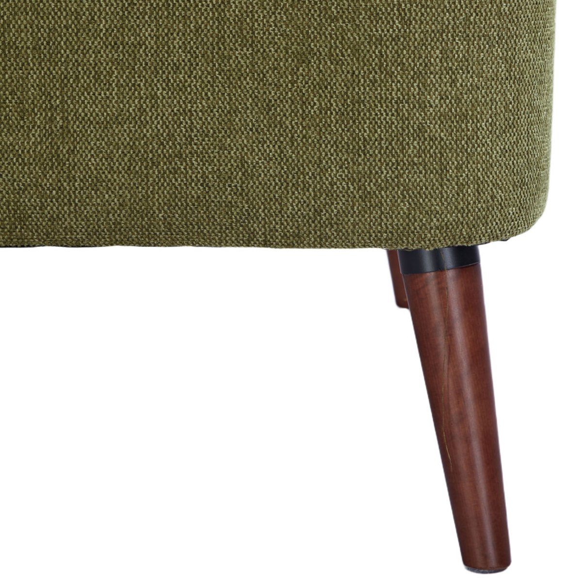 Fauteuil rétro en tissu pieds bois foncé- BROOKS vert, DRAWER