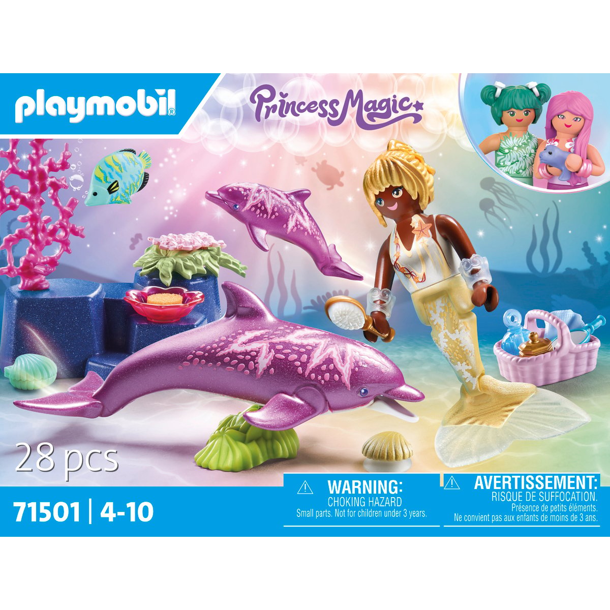 71501 - Sirène avec dauphins couleur unique, PLAYMOBIL