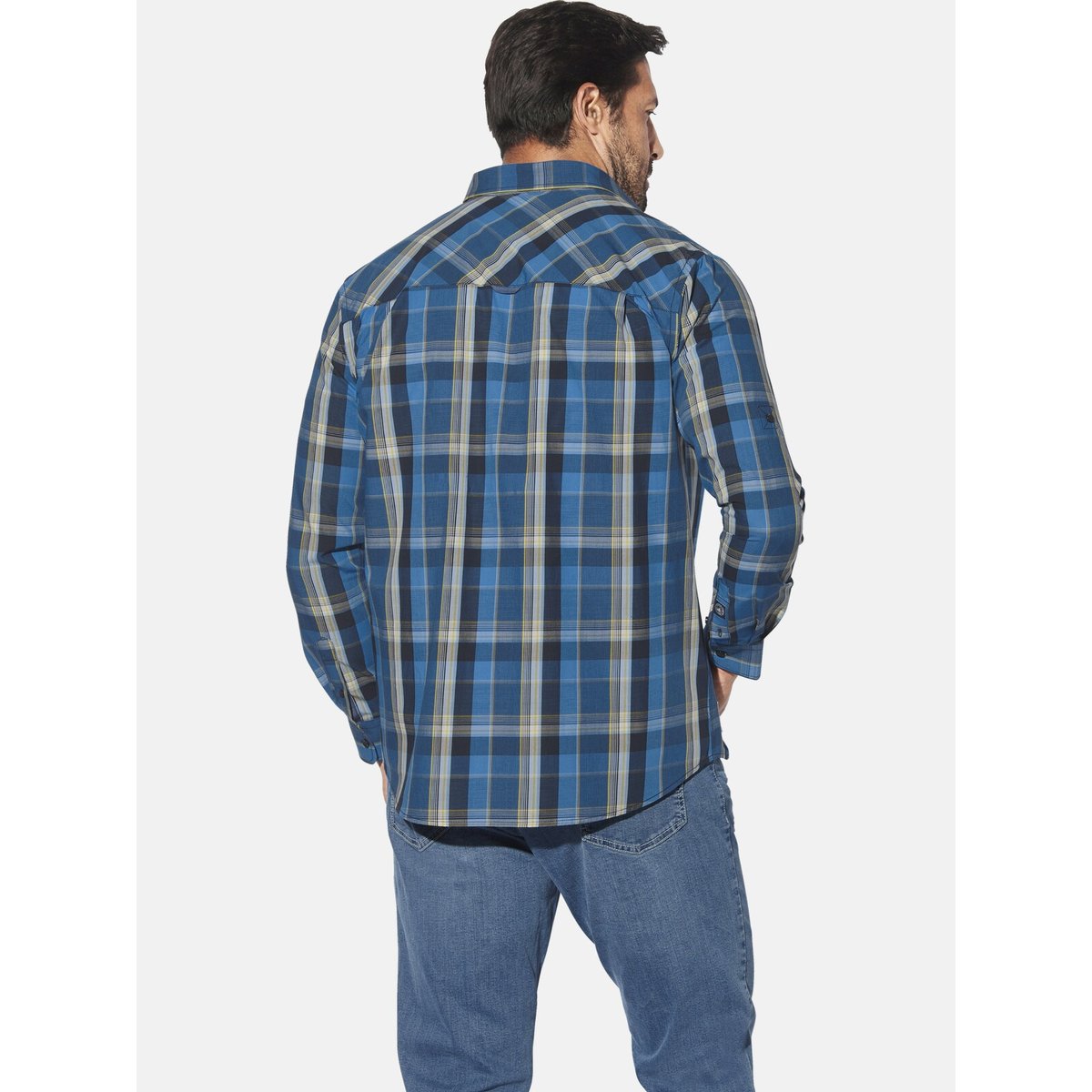 Chemise JORVAR bleu foncé à carreaux, JAN VANDERSTORM