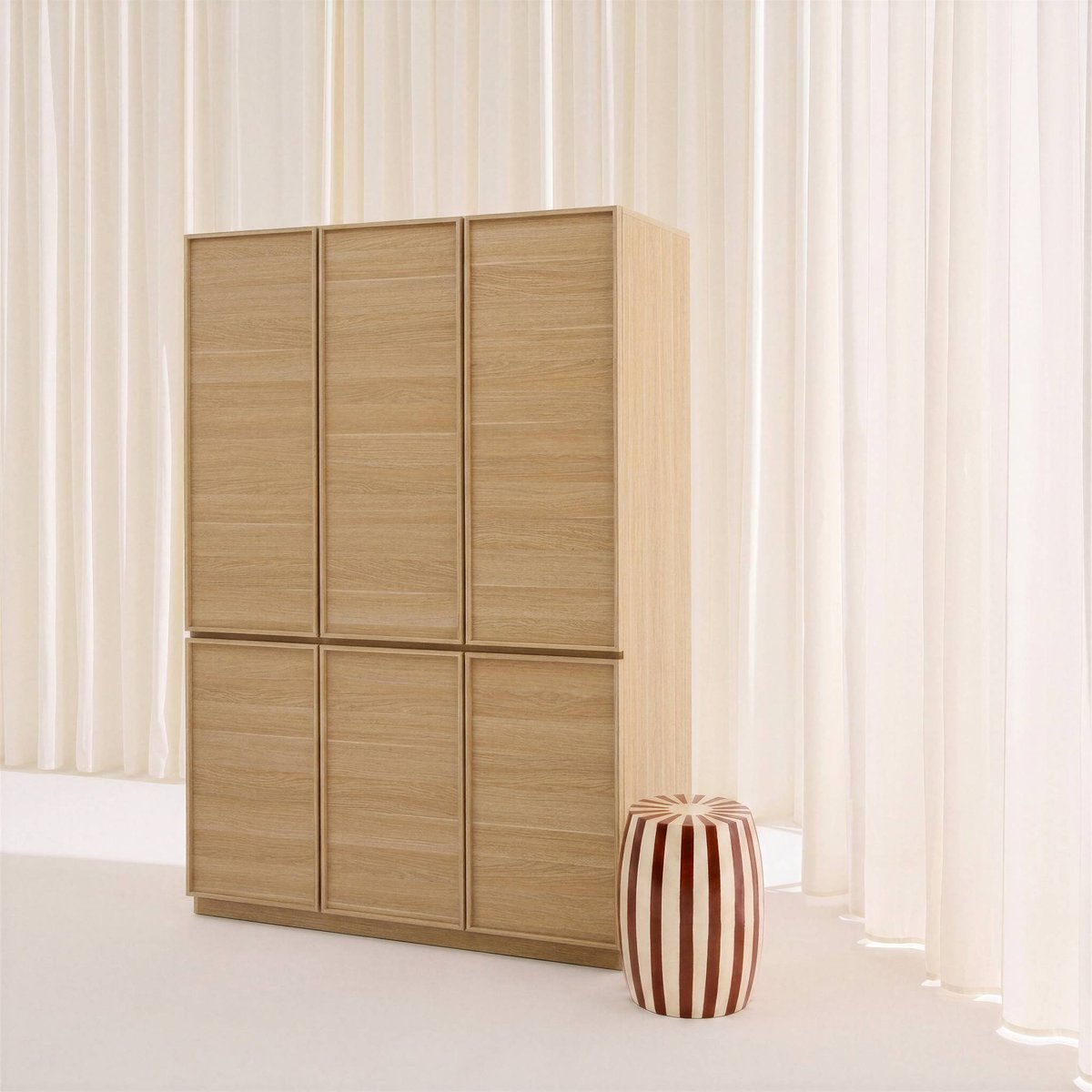 Module dressing décor bois 6 portes 1 penderie KUBA naturel, SWEEEK