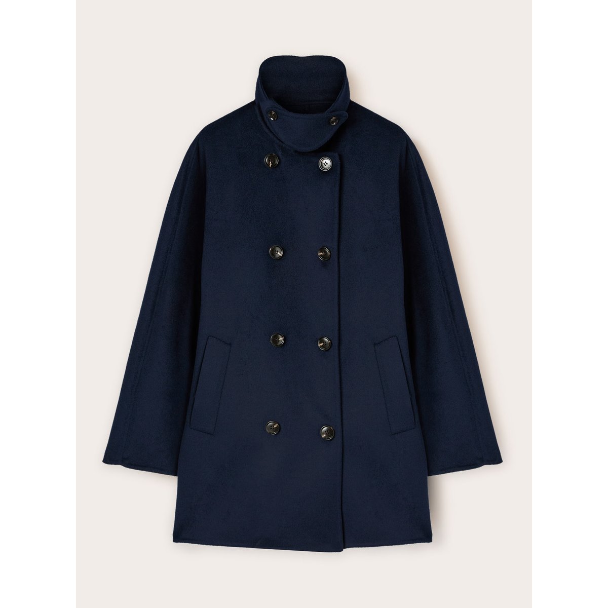 Manteau croisé en tissu mélangé de laine bleu, MOTIVI