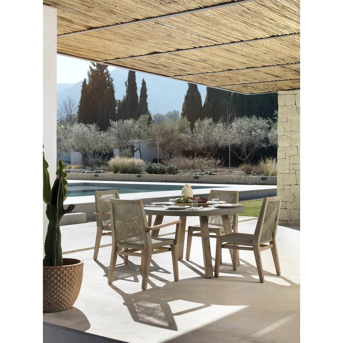 Chaise en acacia et corde (lot de 4) bois naturel et corde taupe, RECOLLECTION