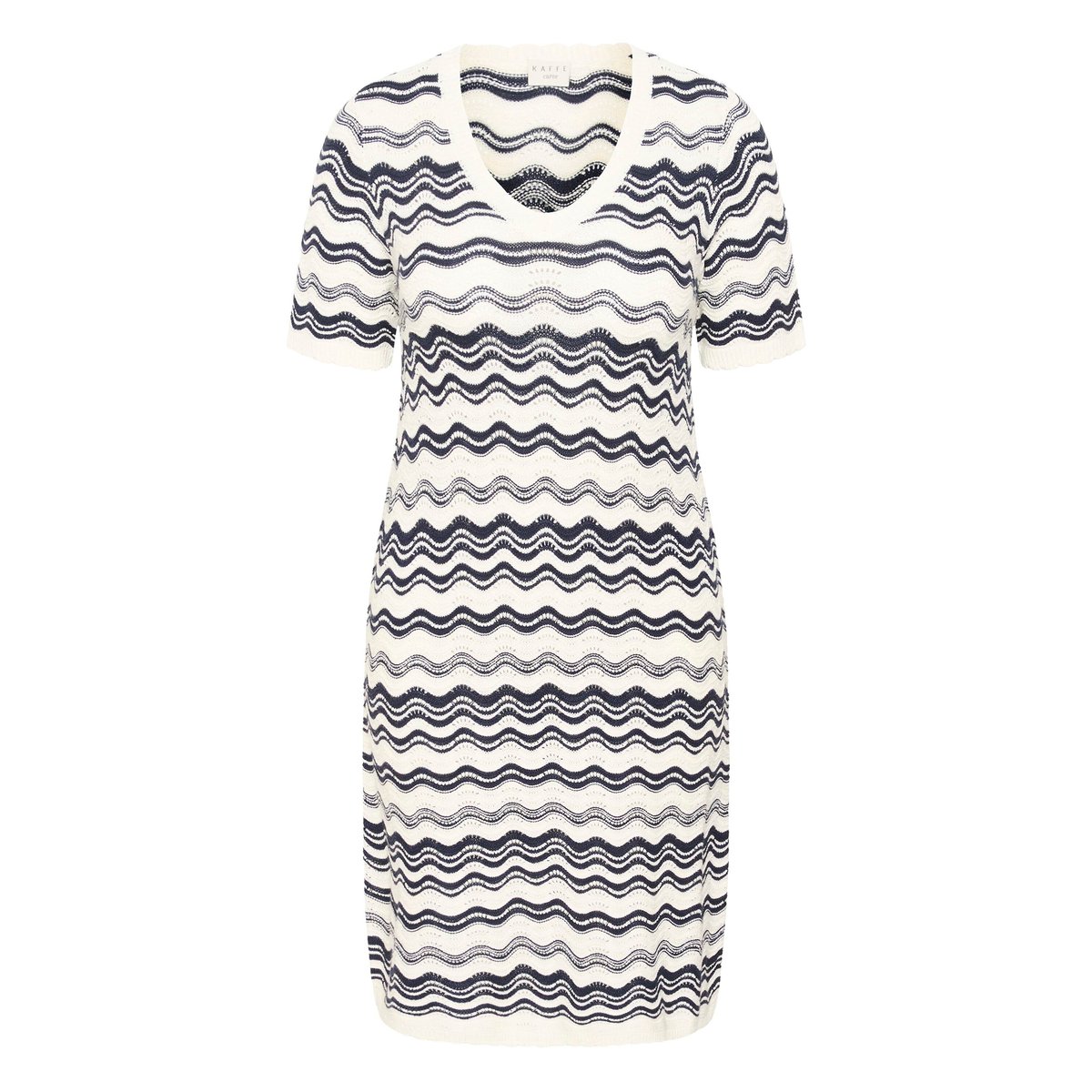 Robe blanc chalk/midnight m. wavy lines, KAFFE CURVE