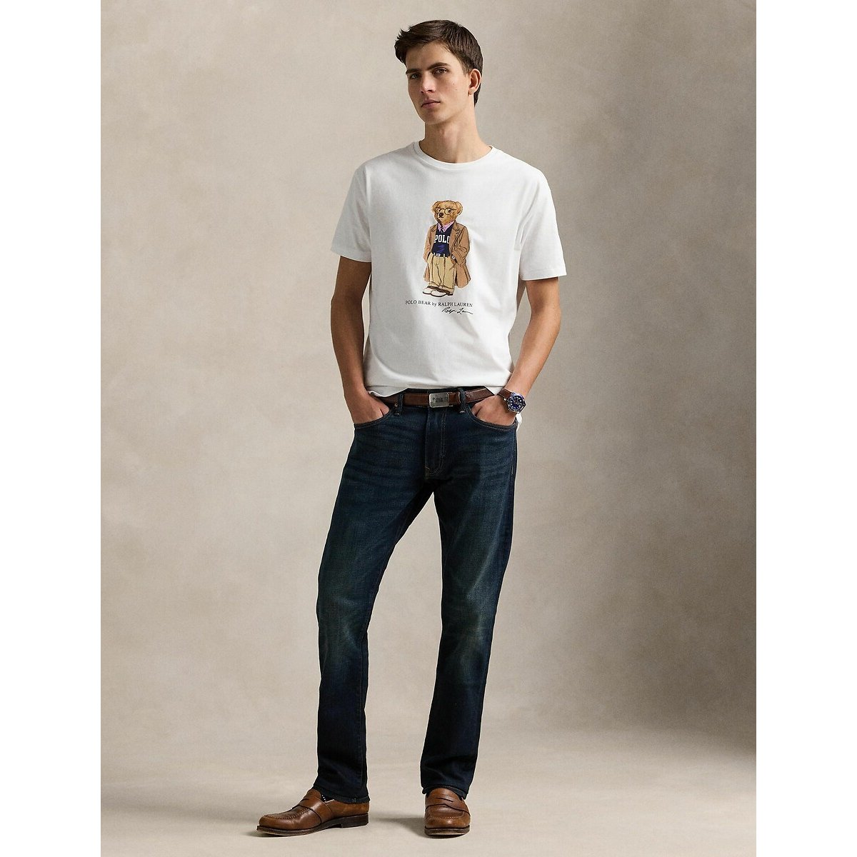 T-shirt Custom Slim Fit Polo Bear blanc, POLO RALPH LAUREN