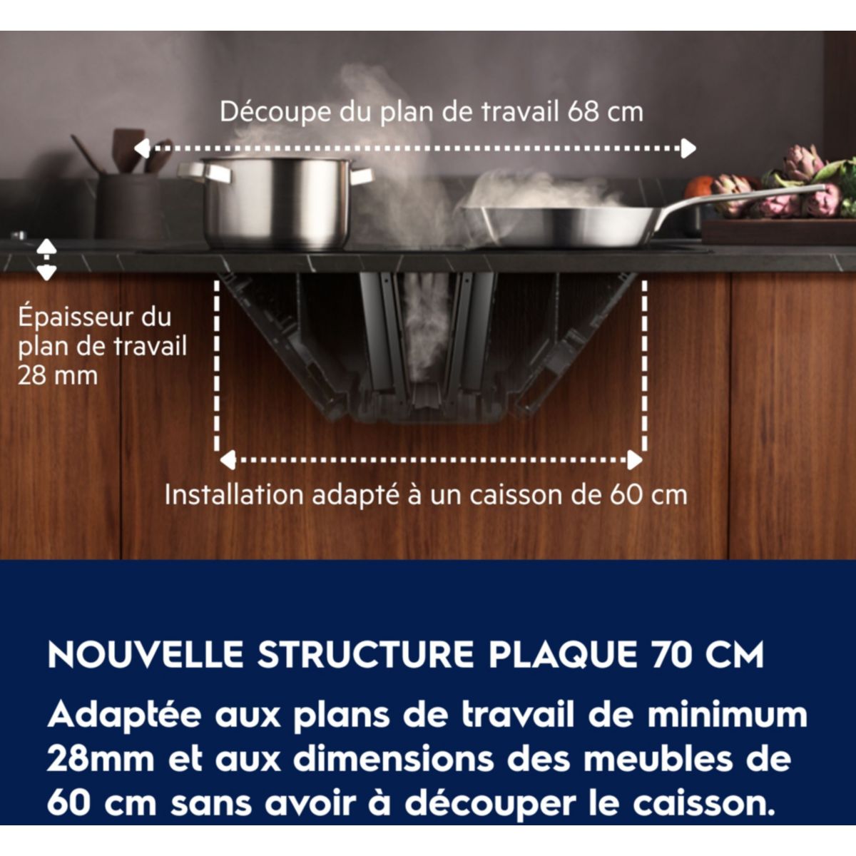 Plaque induction aspirante KCC73443 - Hotte intégrée et Zone Bridge noir, ELECTROLUX