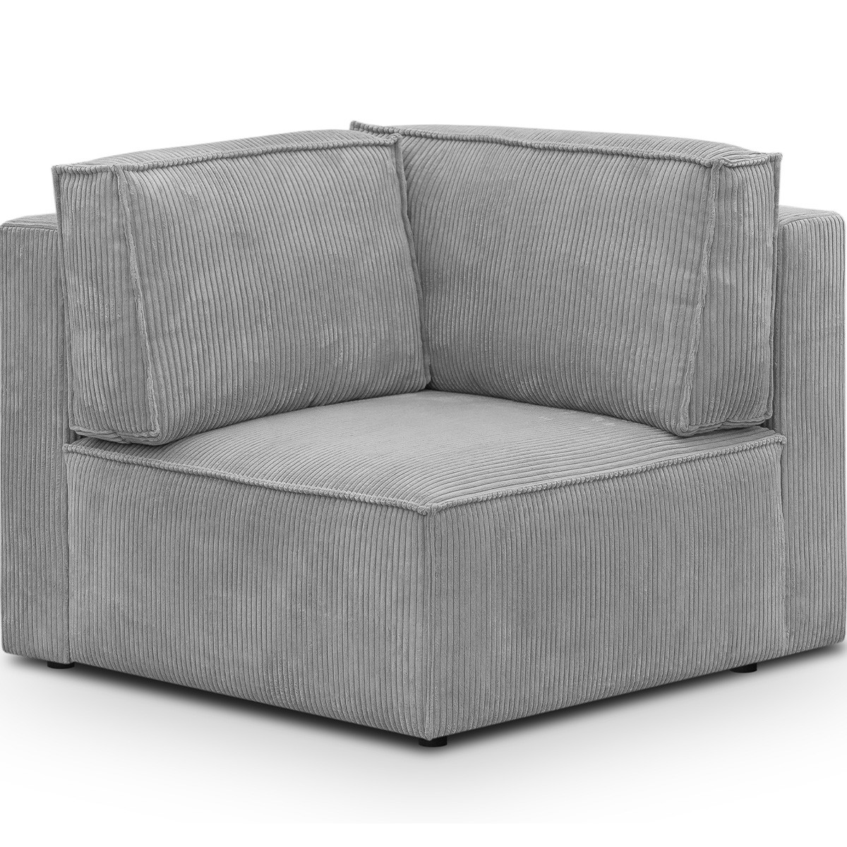 Canapé d'angle droit convertible 10 places en velours côtelé - HARPER MOD gris clair, HOMIFAB