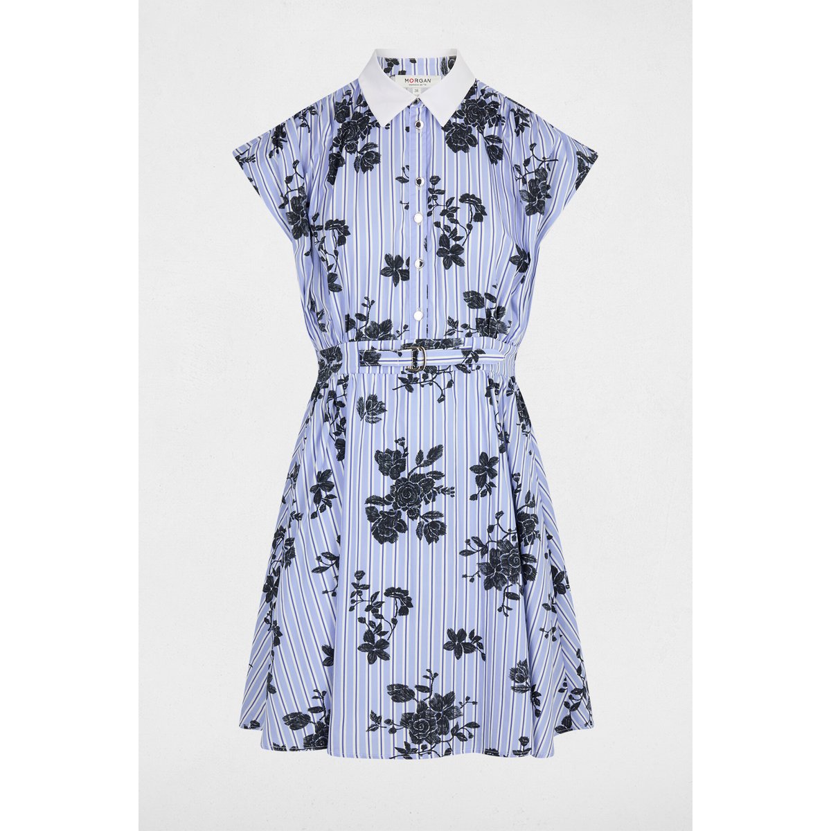 Robe sans manches ceinturée multicolore, MORGAN