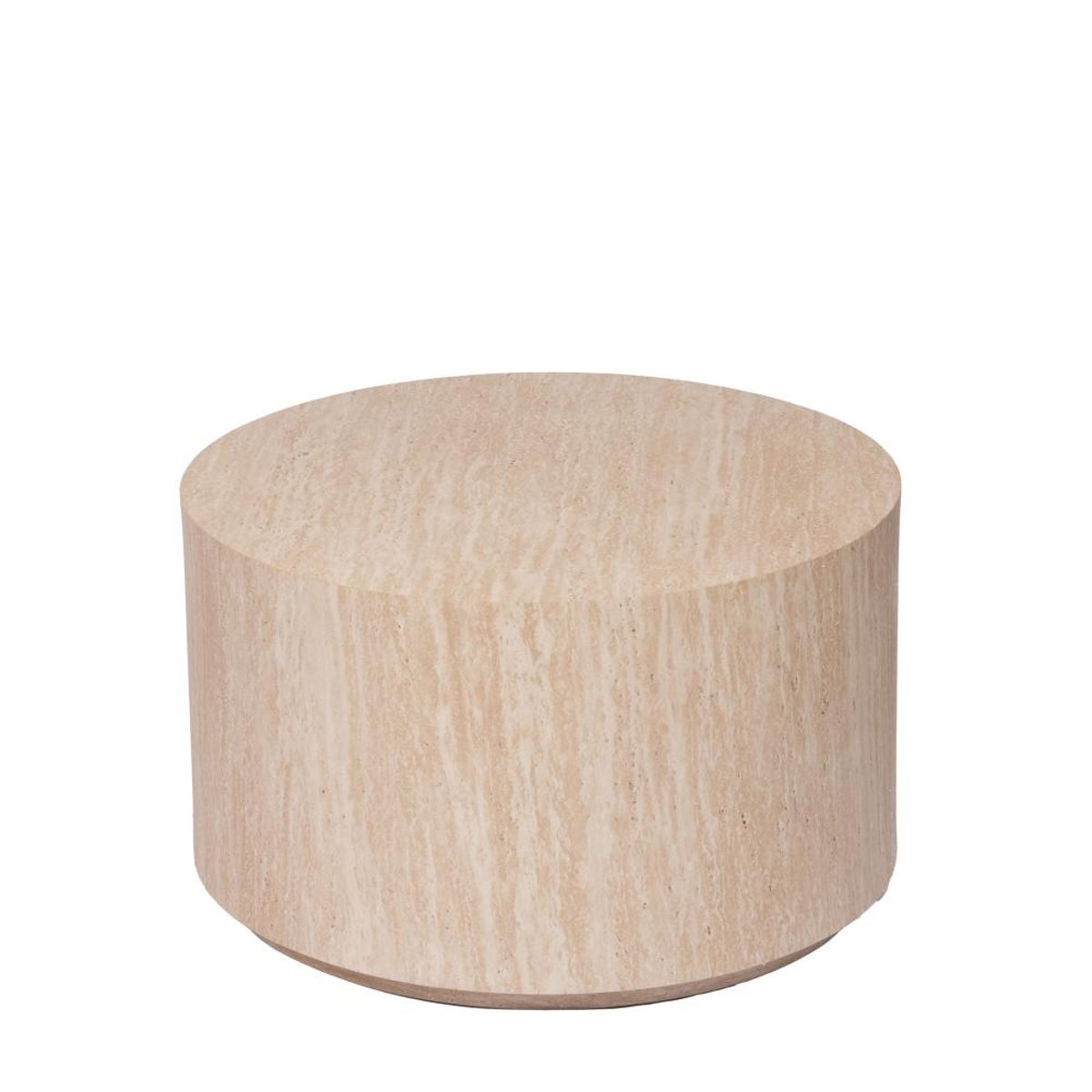 Table basse ronde effet travertin Ø60 cm Rod crème / ivoire, AMADEUS