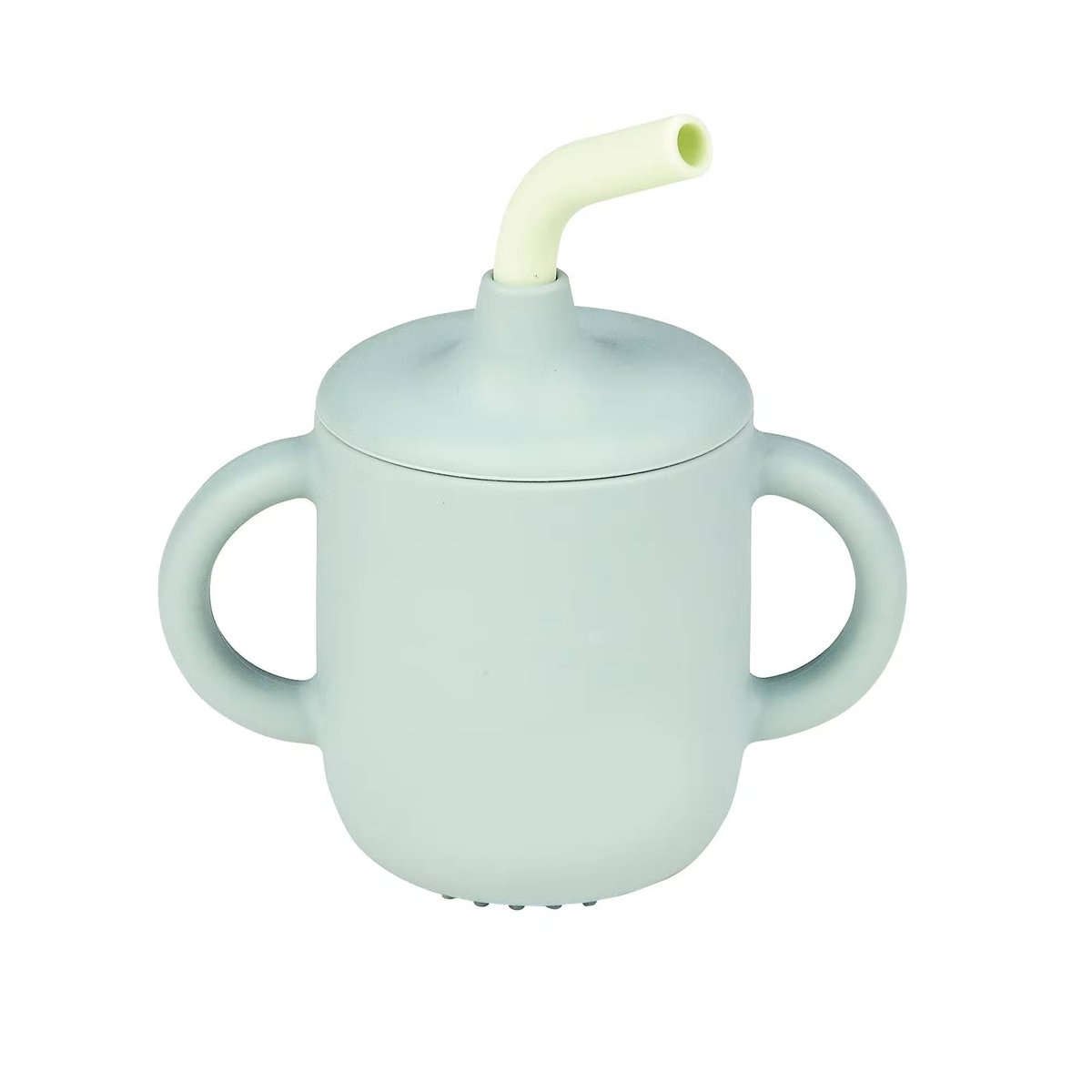 Gobelet avec paille silicone vert, NATTOU