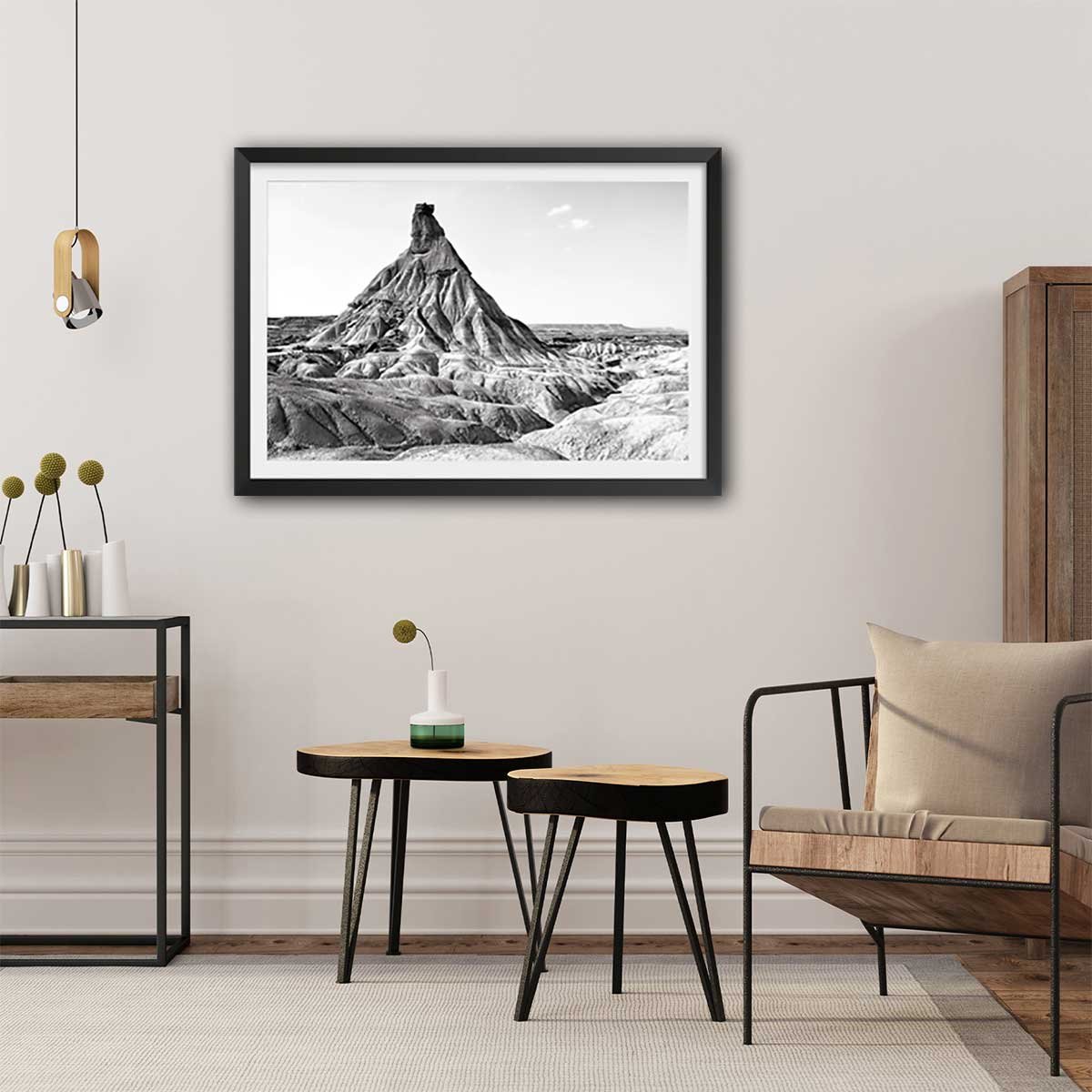 Affiche  piton de los bardenas affiche + cadre en bois - noir, HEXOA